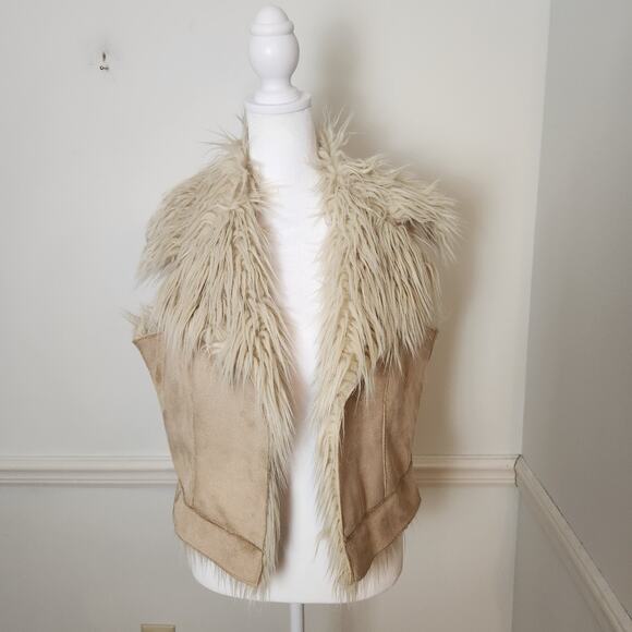 Penny Lane Vest Size Small Womens Shaggy Soft Vegan Suede Faux Fur Hippie Boho - Picture 1 of 14